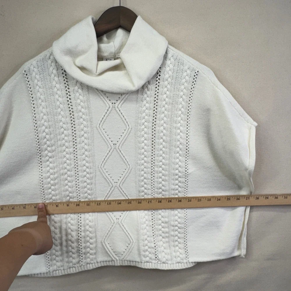Gap Kids Poncho Sweater XXL Ivory Cable Knit Cowl Neck Coquette Preppy Cozy